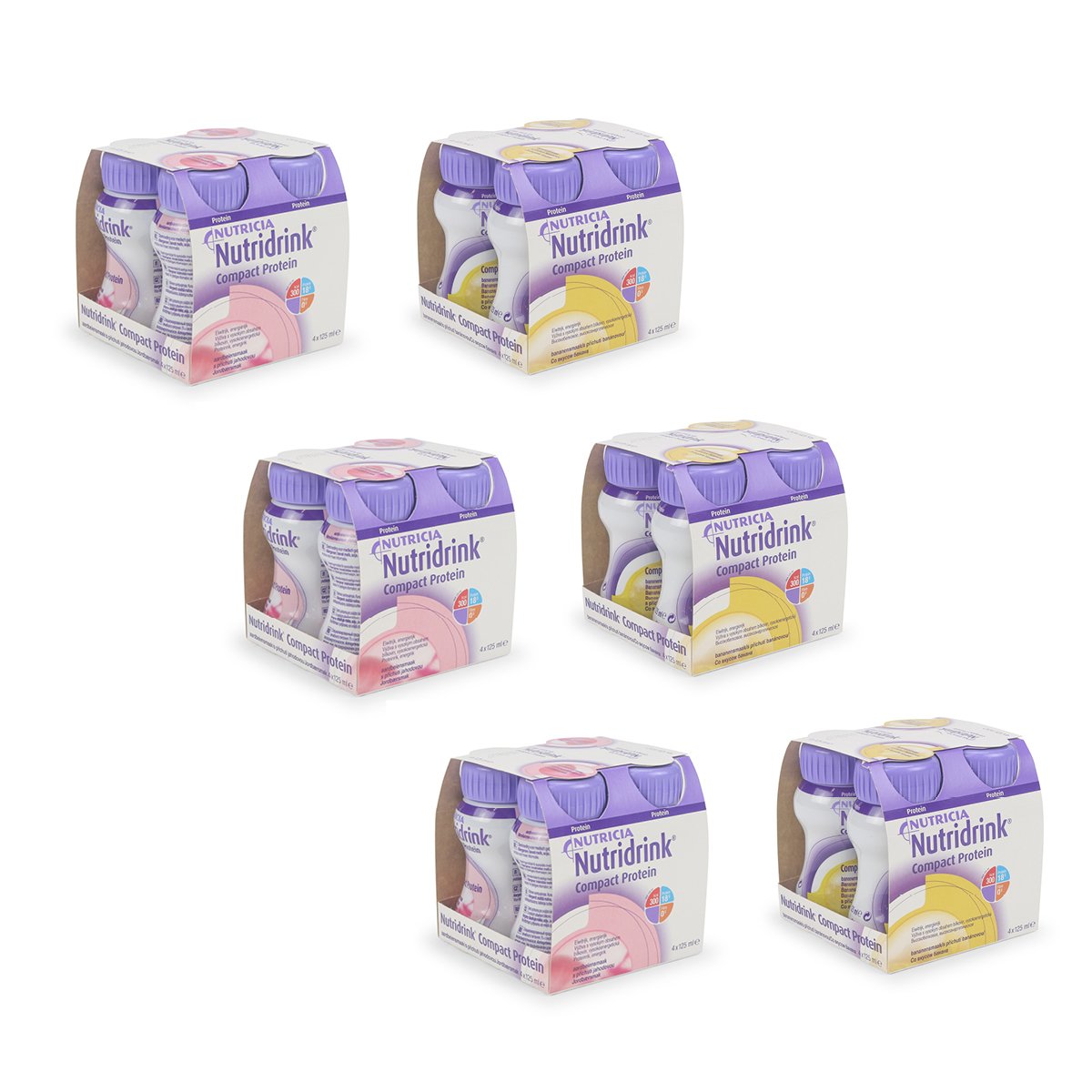 Nutridrink Compact Protein Combi Product: 3 Aardbei + 3 Banaan