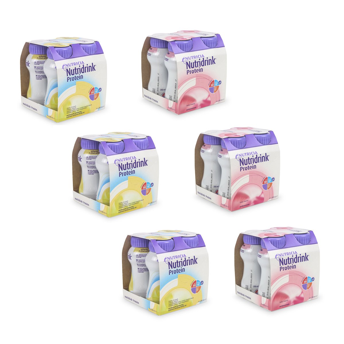 Nutridrink Protein Combi Product: 3 Vanille + 3 Aardbei