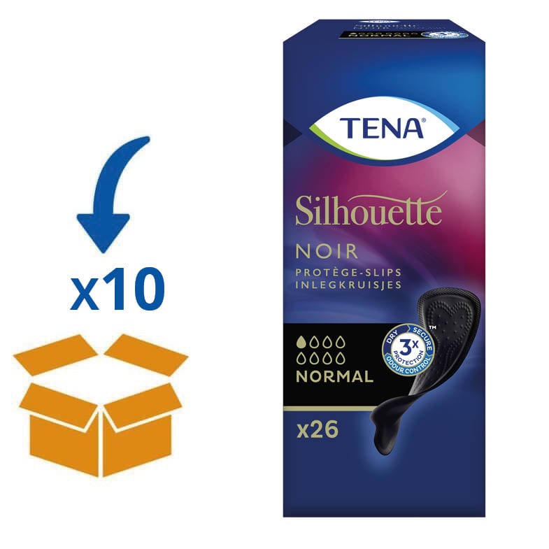 TENA Silhouette Noir Normal Inlegkruisjes | 10 pakken van 26 stuks