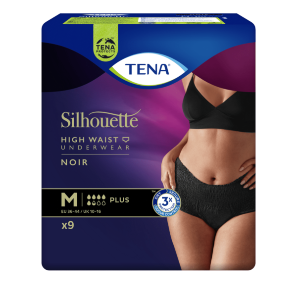 TENA Silhouette Plus - High Waist - Noir - Medium - 9 stuks