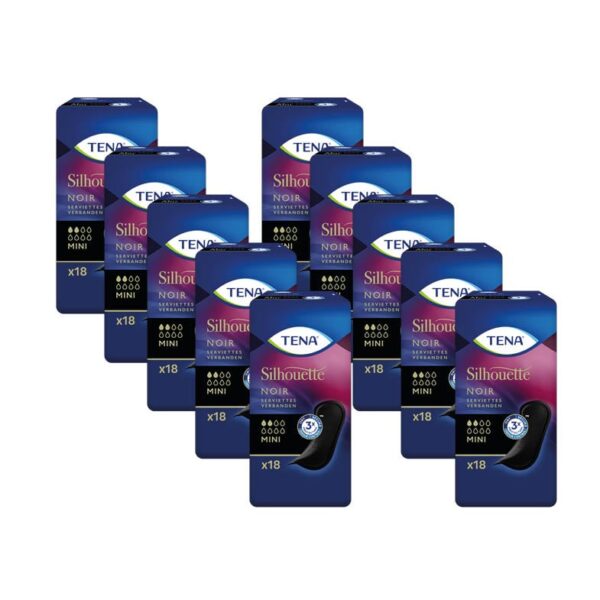 TENA Silhouette Noir Mini Verband | 10 pakken van 18 stuks