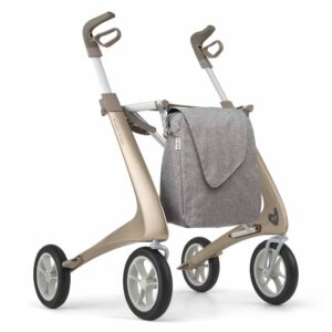Carbon rollator Ultralight Comfort met Weekendtas (4,8 kg) | Kleur : Champagne goud | byAcre