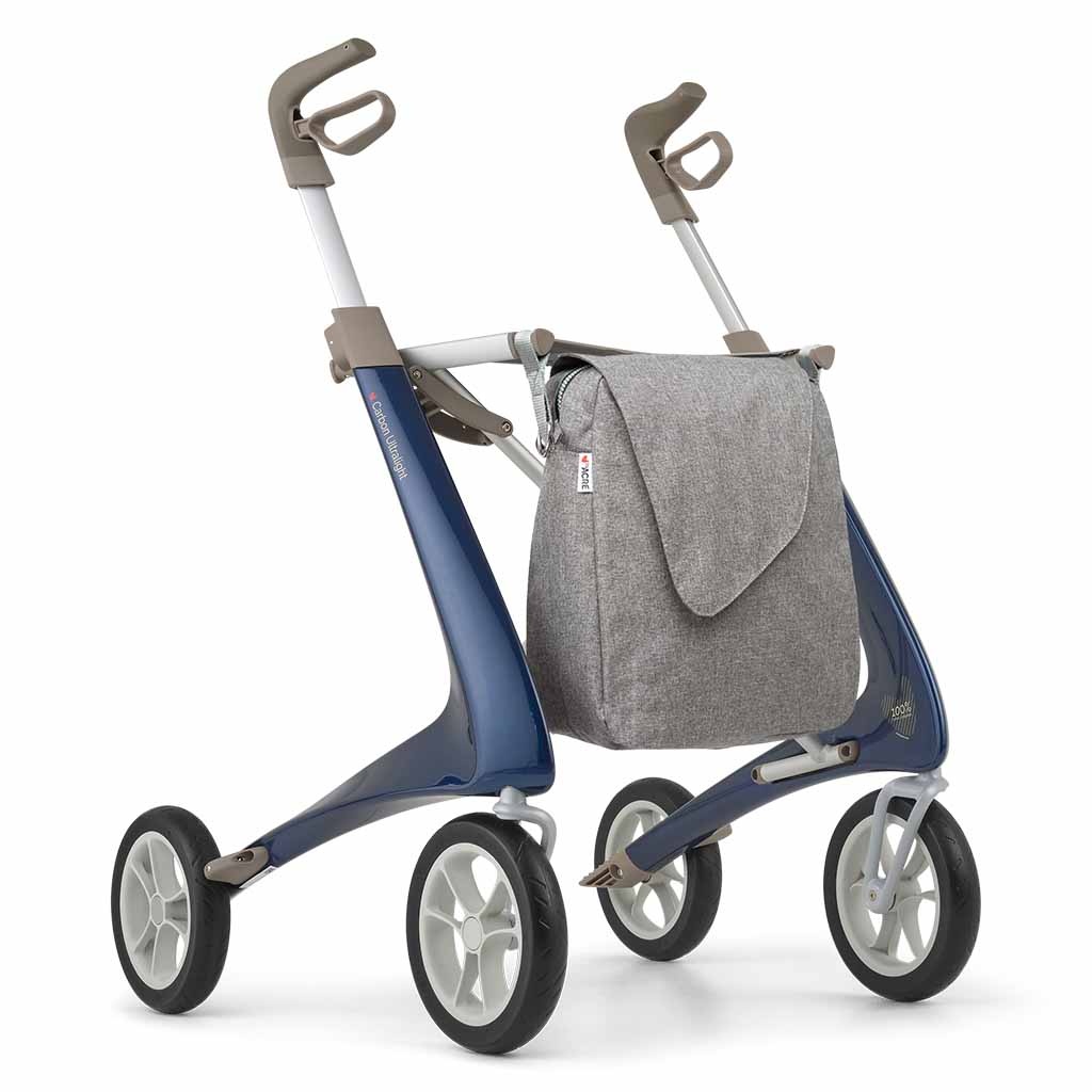 Carbon rollator Ultralight Comfort met Weekendtas (4,8 kg) | Kleur : Donkerblauw | byAcre