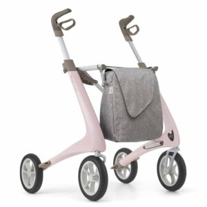 Carbon rollator Ultralight Comfort met Weekendtas (4,8 kg) | Kleur : Roze | byAcre