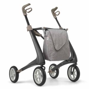 Carbon rollator Ultralight (4,8 kg) | by Acre | Kleur: Zwart | Lichtgewicht | Omgekeerde handvatten | Lichtste rollator | Soft banden | byAcre