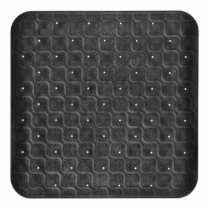 Douchemat / Badmat antislip 53 x 53 cm | Kleur: Zwart | Met zuignappen | Hoogwaardig rubber