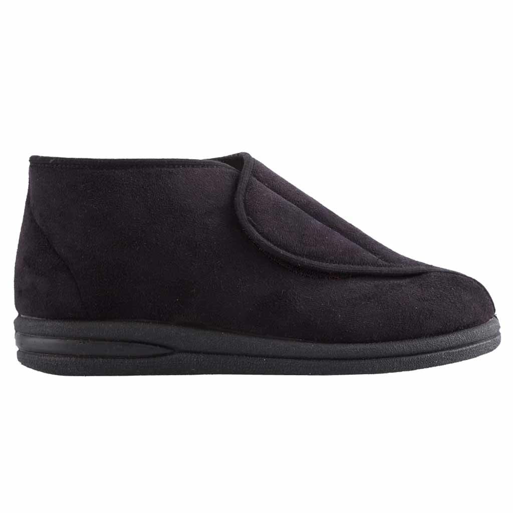 Pantoffel zwart hoog heren | MSF | Maat 40 | Wijde opening en klittenbandsluiting | MS7001BK-40