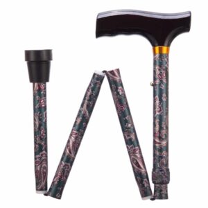 Opvouwbare wandelstok | Paisley | Lengte 74 - 84 cm | Houten handvat | Aluminium | PR30120-PASS