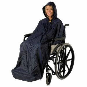 Rolstoelponcho Wheely Mac zonder mouwen Deluxe | Gevoerd | Capuchon | Winddicht | Waterdicht | Blauw | Medium | Splash | PR34024-M
