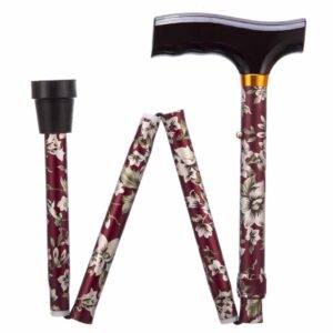 Opvouwbare wandelstok | Burgundy | Lengte 84 -94 cm | Houten handvat | Aluminium | PR30120-BF