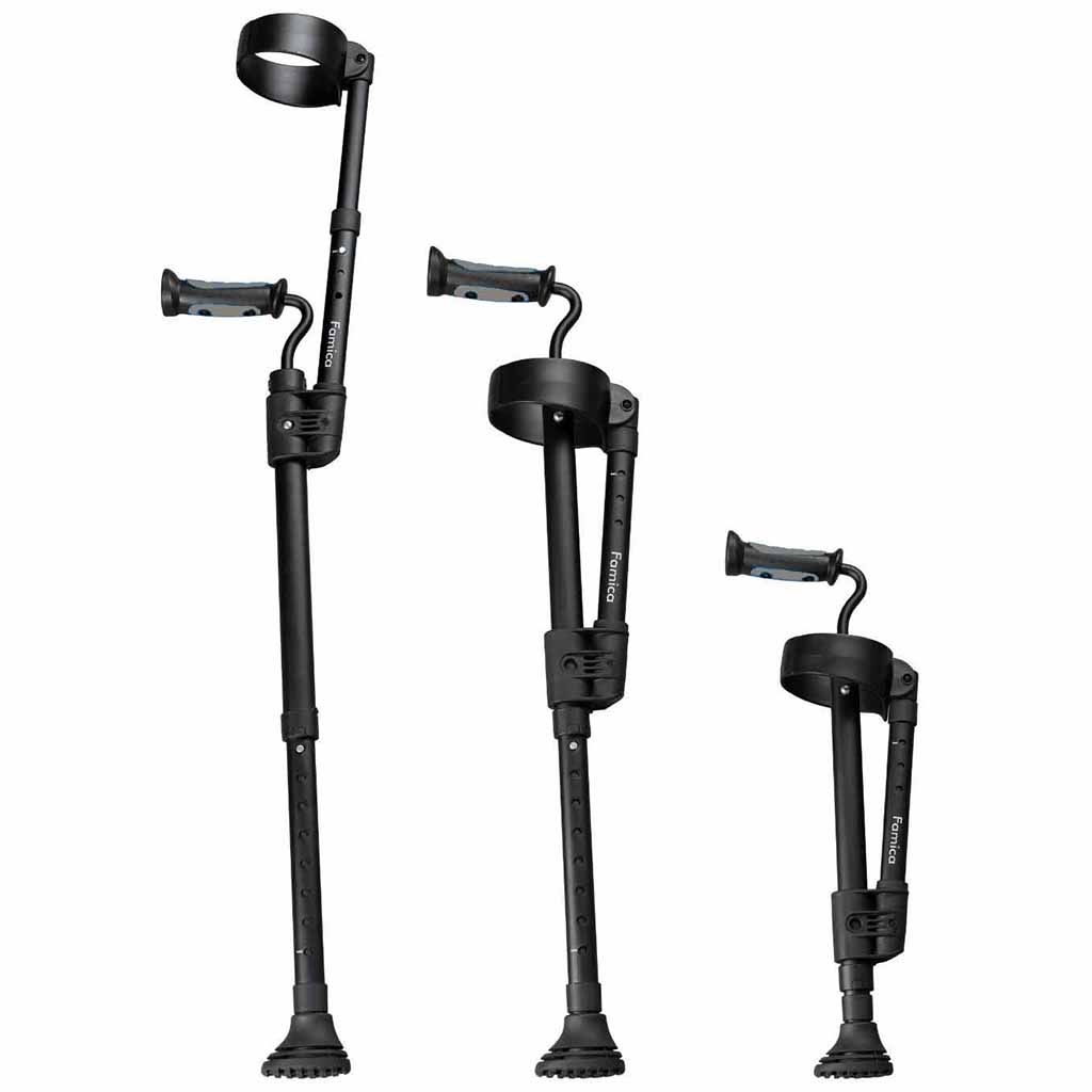 Crutch - Inschuifbare elleboogkruk | Loopkrukken | Ingeschoven: 57 cm | Kleur: Zwart | Makkelijk voor op reis | E-Ability