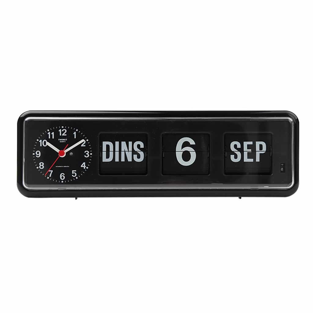 Kalenderklok analoog BQ-38 | Zwart | Senioren klok | Dementie klok | Dag, datum en tijdsaanduiding | WWV618902 | Twemco