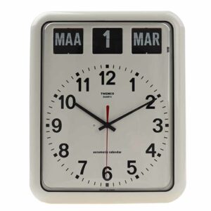 Kalenderklok groot analoog BQ-12A | Wit | Senioren klok | Dementie klok | Dag, datum en tijdsaanduiding | Twemco | WWV619050