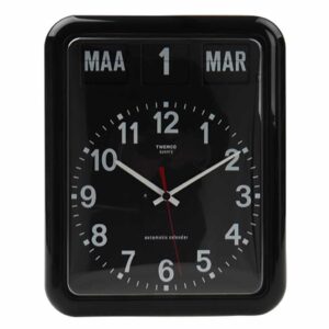 Kalenderklok groot analoog BQ-12A | Zwart | Senioren klok | Dementie klok | Dag, datum en tijdsaanduiding | WWV619051 | Twemco