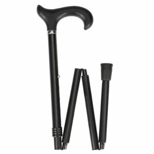 Luxe opvouwbare wandelstok | Met soft Derby handvat | Lengte: 83 - 95 cm | Zwart | Geschikt voor zowel links als rechts | OS17610-Z