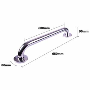 Handgreep RVS met gepolijste afwerking | Lengte: 68 cm | Wandbeugels | Schroefmontage | Geschikt voor bad, douche en toilet