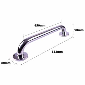 Handgreep RVS met gepolijste afwerking | Lengte: 53 cm | Wandbeugels | Schroefmontage | Geschikt voor bad, douche en toilet