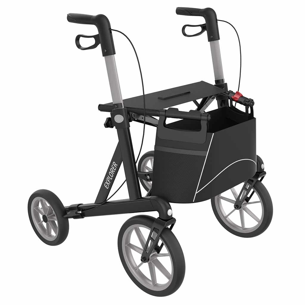 Rollator Explorer Outdoor (9,2 kg) | Rehasense | Buiten rollator | Grote wielen met zachte banden | Large | Maximaal 200 kg | Zwart | ERBKL600