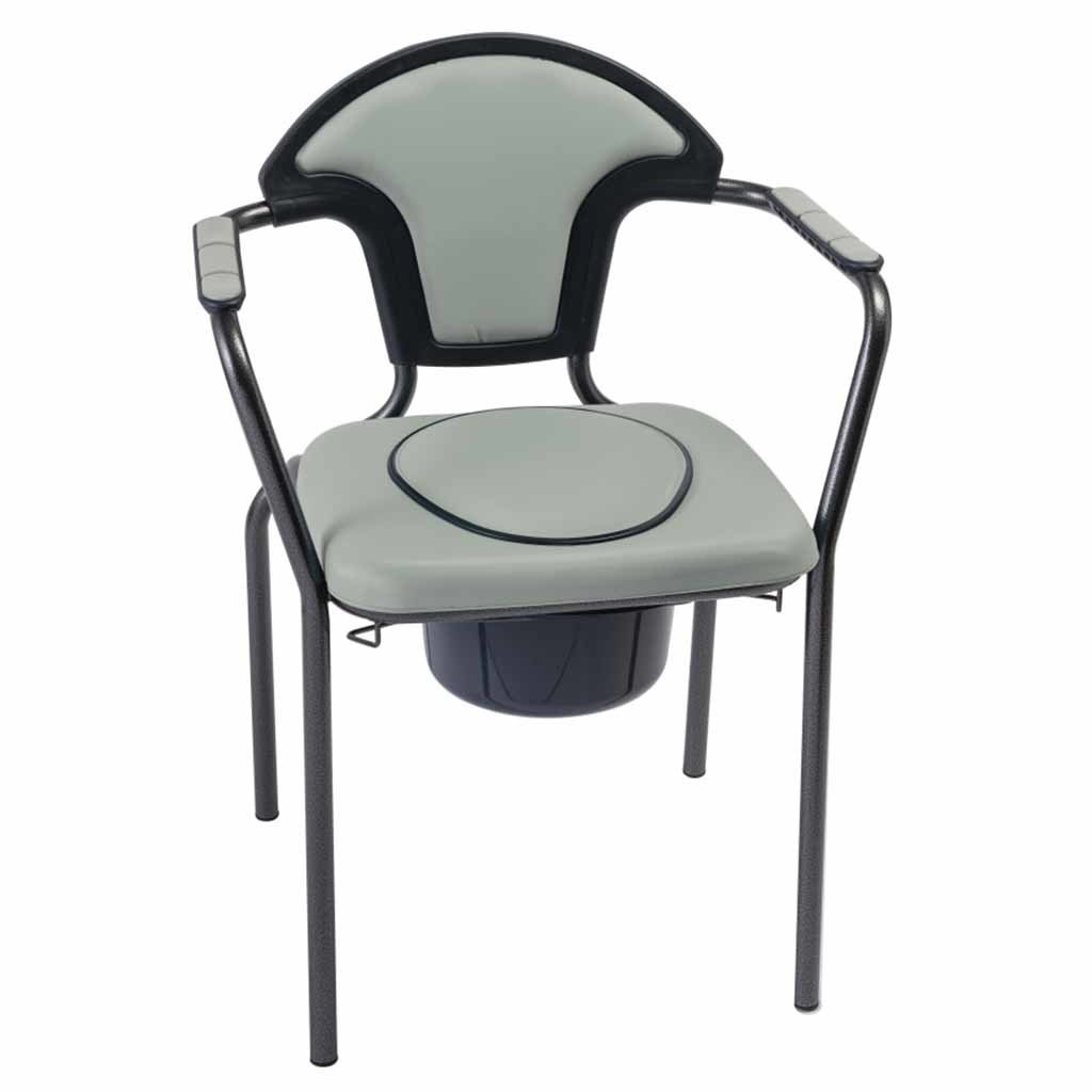 Toiletstoel Grijs | Zithoogte 48 cm | Zachte zitting | WC stoel | Po-stoel | PR50543-S