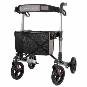 Lichtgewicht rollator Track 4.0 (7,4 kg) | Wheelz Ahead | Antraciet | Dubbel opvouwbaar | Weggewerkte remkabels | Rugband, tas en stokhouder | WARO003 | WheelzAhead