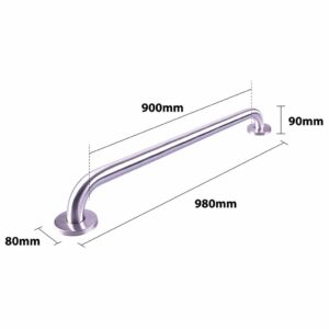 Handgreep RVS met geborstelde afwerking | Lengte: 98 cm | Wandbeugels | Schroefmontage | Geschikt voor bad, douche en toilet